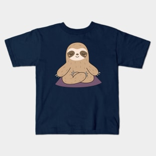 Kawaii Cute Yoga Meditating Sloth Kids T-Shirt